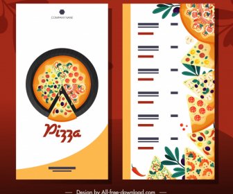 피자 메뉴 템플릿 밝은 다채로운 평면 장식
