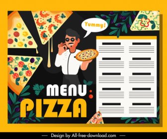Template Menu Pizza Pie Cook Dekorasi Desain Gelap
