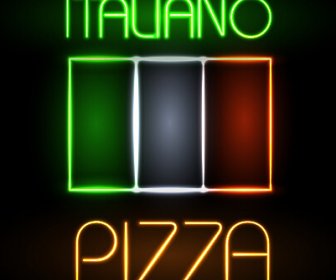 Vektor Tanda Neon Restoran Pizza