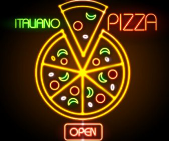 Pizza Restaurants Neon Sign Vector