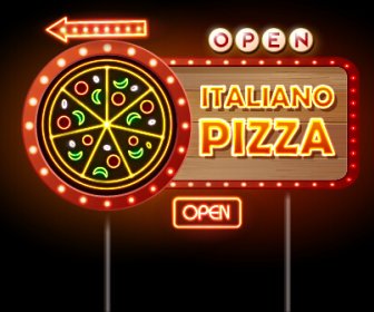 Pizza Restaurants Neon Sign Vector 10