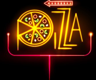 Restoran Pizza Vektor Tanda Neon No.337239