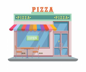 Pizza Shophouse Cephe şablonu Basit Zarif Dekor