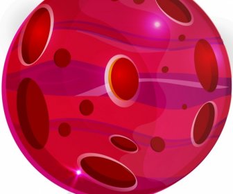 Planet Icon Shiny Pink Circle Design Holes Decor