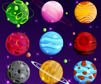 Diseño Moderno Colorido Universo Planetas De Fondo