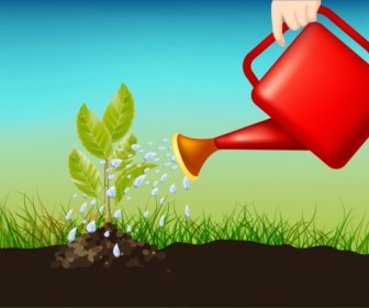 Plant Background Growing Tree Icon Watering Activity