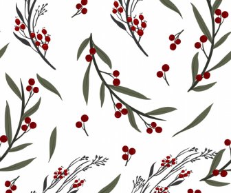 Plant Pattern Template Bright Colored Fruit Leaf Decor