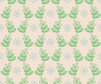 Pflanzen-Muster Skizzieren Grüne Dekoration Wiederholenden Stil
