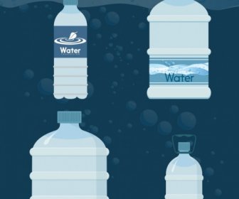 Botella De Agua De Plastico Iconos Diferentes Formas De Aislamiento