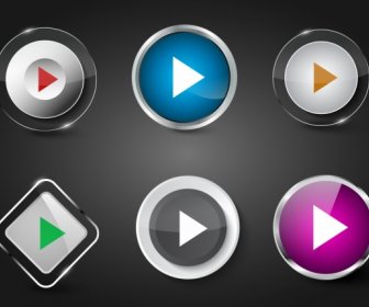 Play Button Templates Shiny Colored Geometric Decor