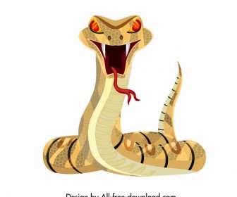 Poisonous Cobra Icon Modern Bright 3d Sketch