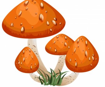 Poisonous Mushroom Icon Orange Spotted Decor