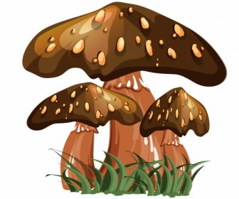 Poisonous Mushroom Icon Shiny Brown Design
