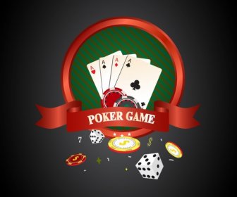 Poker 3d Design Red Ribbon Karten Hintergrunddekoration