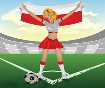 폴란드 축구 소녀 유로 컵 벡터