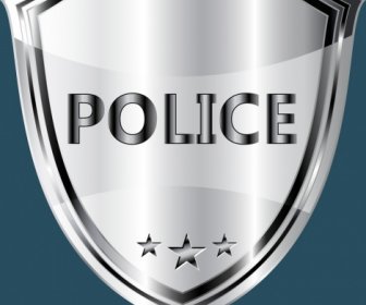 Placa De Policía Plantilla Gris Brillante Forma De Escudo