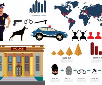 police job design elements various symbols isolation