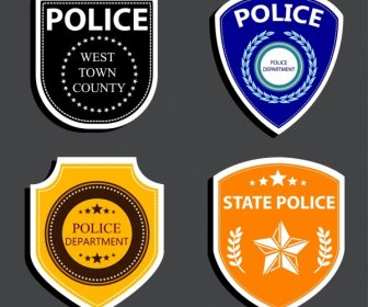 Polizia Logotipi Vari Piatti Design Arrotondato