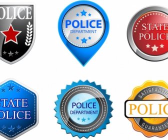 경찰 메달 컬렉션 다양 한 빛나는 색된 모양
