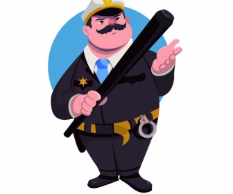 ícone Policial Desenho Animado Esboço Personagem
