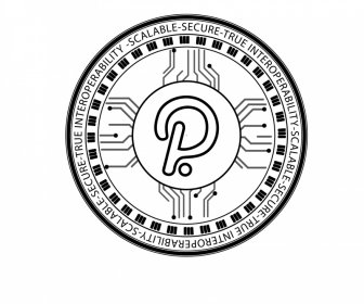 Polkadot Coins Sign Icon Black White Symmetry Text Outline