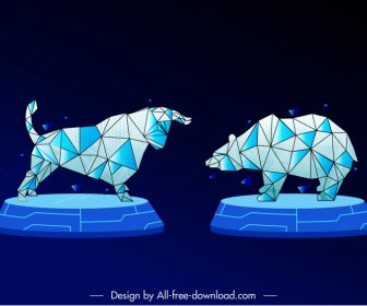 Elemen Desain Perdagangan Saham Polygon Buffalo Bear Sketsa Ikon Rendah -2