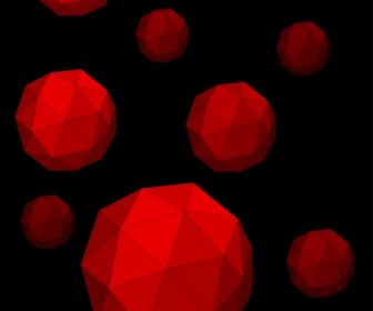 Polygonal Spheres Background 3d Red Dark Design