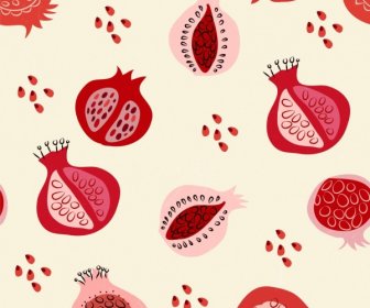 Pomegranate Background Red Repeating Handdrawn Decoration