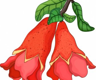 석류 꽃 봉 오리 그림 다채로운 클래식 디자인