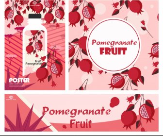 Banners De Publicidade Do Suco De Romã Decoração Clássica Vermelha