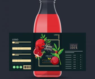 Pomegranate Juice Bottle Template Modern Elegant Dark Decor