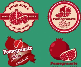 pomegranate logotypes isolation various shapes red design
