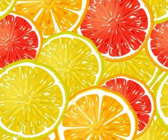 Pomelo Slices Pattern Bright Yellow Red Circles Decor