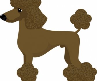 Пудель собак значок коричневый дизайн мультипликационный персонаж