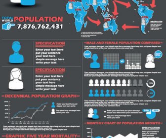 Populations Demographic Infographic With Human Icon And Pie Chart Vector Illustration