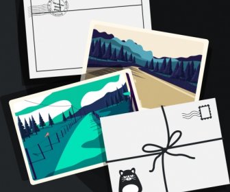 Postkarte Briefumschlag Landschaft Im Hintergrund Bilder Symbole