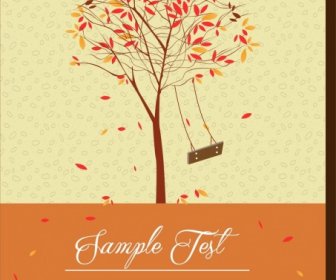 Postkarte Abdeckung Herbst Hintergrundformat Bunte Blätter Ornament