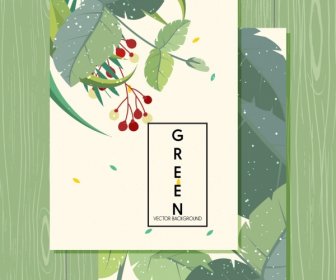 Postcard Cover Template Natural Green Leaves Decoration