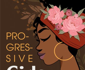 Poster Black Adolescent Girls Plantilla Dibujos Animados Dibujados A Mano Boceto