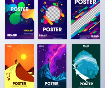 Poster Templates Colorful Abstract Adventure Themes