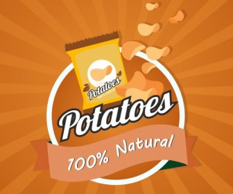 Potato Advertisement Chip Snack Icons Decor