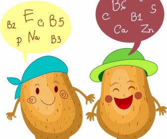 Kartoffel Nutzen Banner Niedlichen Cartoon Stilisierte Symbole