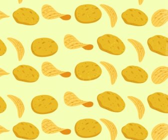 Kartoffeln Essen Hintergrund Gelb Gestalten Sich Wiederholende Symbole