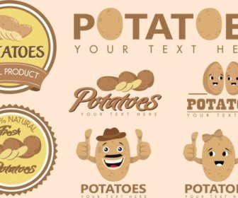 Kartoffel-Identität Setzt Verschiedene Formen Niedlich Stilisierte Symbole