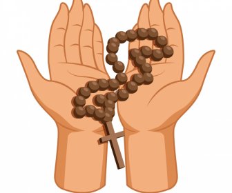 praying hands logotype holy cross rosary sketch