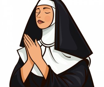Praying Sister Icon Cartoon Design