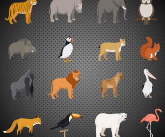 Precious Animals Icons Vector Illustration
