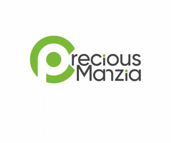 драгоценный логотип Manzia эмблема современных плоских текстов эскиз