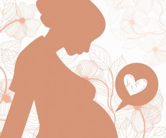 Diseño De La Silueta De Icono Del Corazón De La Madre Del Fondo Del Embarazo