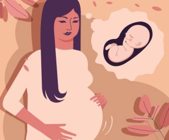 Kehamilan Waktu Latar Belakang Perempuan Bayi Rahim Ikon
